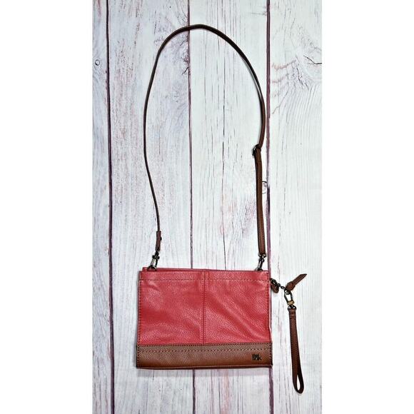 The Sak Iris Demi Orange Brown Pebble Leather Crossbody Shoulder Purse Bag - Picture 2 of 15